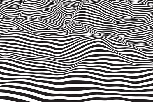 Elegant minimalist striped wave texture. Stylish abstract mono-color curve lines background. Fashion black and white smooth surface vector