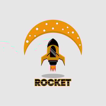 mascot logo, rocket illustration, simple unique and modern design vector