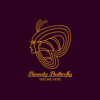 line art logo, beauty symbol and butterfly icon, simple, unique and modern design vector