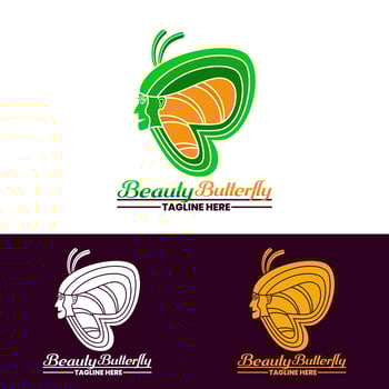mascot logo, beauty symbol and butterfly icon, simple, unique and modern design vector