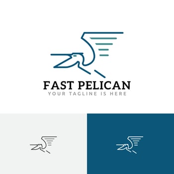 Pelican Open Beak Fly Fast Delivery Service Monoline Logo vector