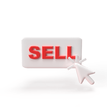 Sell with cursor click 3d model render illustration png