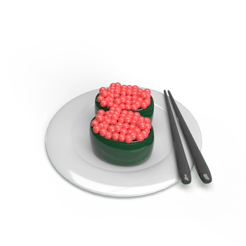 Sushi on a plate 3d model rendering illustration png