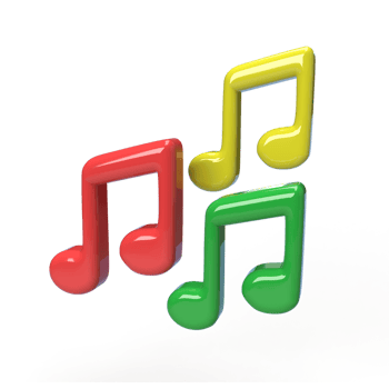 Music icon Melody, song and note, minimal cartoon style. 3d render illustration png