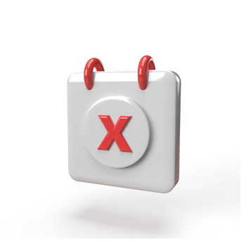 calendar page with crossed date, cartoon minimal style. 3d render illustration png
