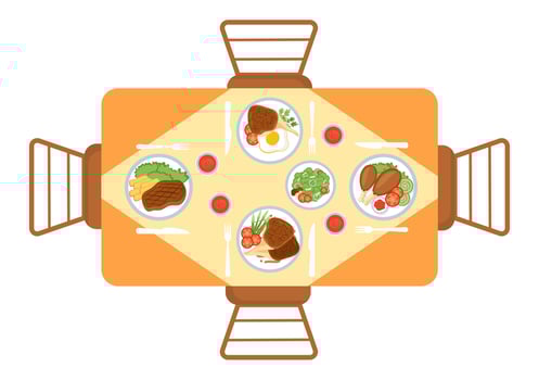 Catering Service with People Hands and a Table for Corporate Meeting, Banquets Wedding or Party on Cafe or Restaurant in Flat Cartoon Illustration vector