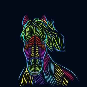 The horse animal line pop art portrait colorful logo design vector