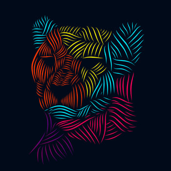 the cheetah line pop art potrait logo colorful design with dark background vector