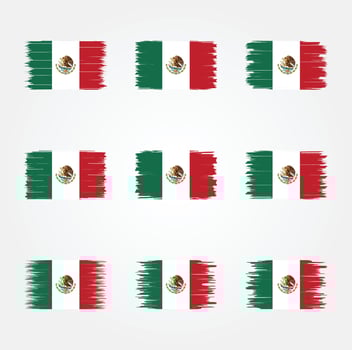 Mexico Flag Brush Collection vector