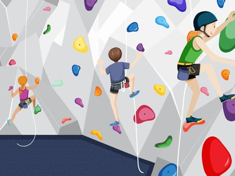 Indoor rock climbing gym vector