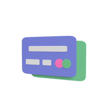 Credit card 3d model cartoon style. render illustration png