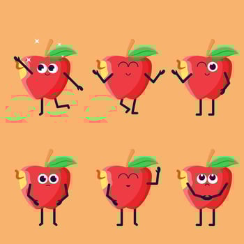 cute broken apple character set vector