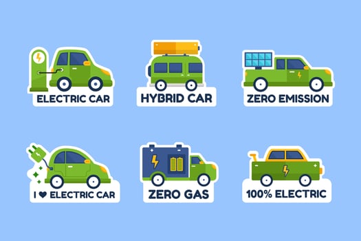 Modern Electric Car Vehicle Stickers Collection Set vector