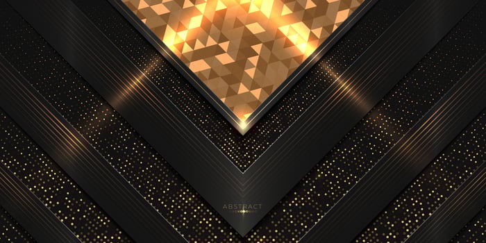 Luxury award background with golden shiny triangular pattern and glitters vector