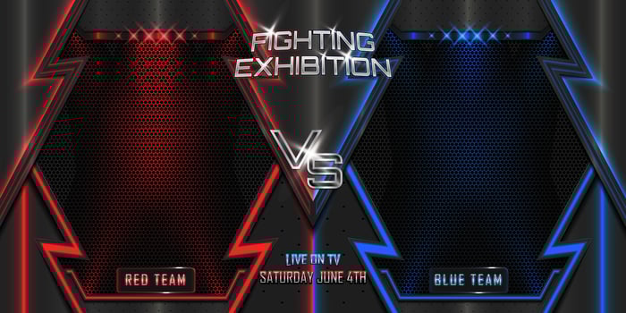 Fighting exhibition versus horizontal background realistic 3d style effect vector