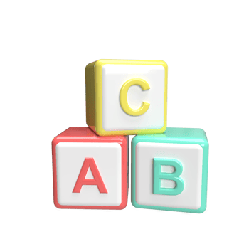 Block Alphabet 3d model cartoon style. render illustration png