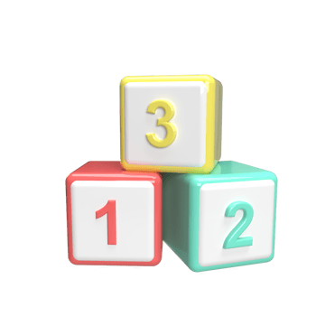 Block number 3d model cartoon style. render illustration png