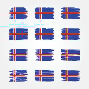 Iceland Flag Brush Collections. National Flag vector