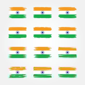 India Flag Brush Collections. National Flag vector