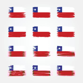 Chile Flag Brush Collections. National Flag vector