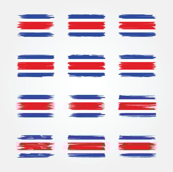 Costa Rica Flag Brush Collections. National Flag vector