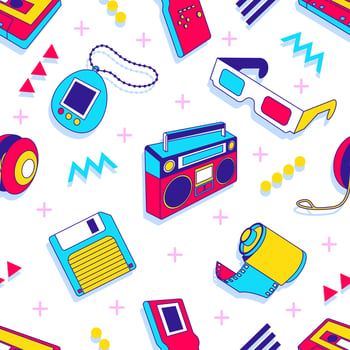 90s Retro Seamless Pattern vector
