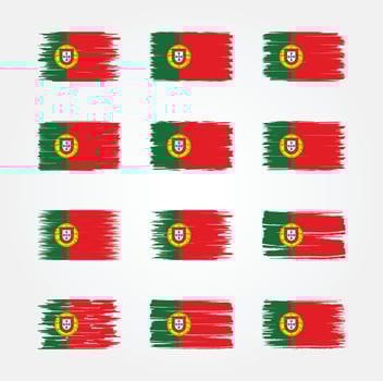 Portugal Flag Brush Collections. National Flag vector