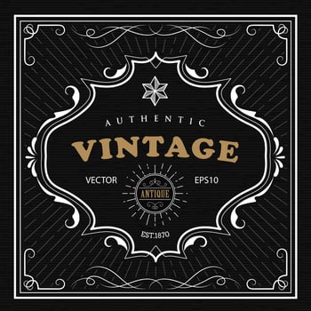 Vintage frame western label  antique frame hand drawn retro border vector