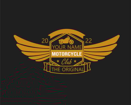 motorcycle club logo template with gold color vector