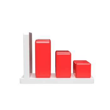 Decrease Graph 3d model cartoon style. render illustration png