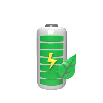 Eco battery 3d model cartoon style. render illustration png