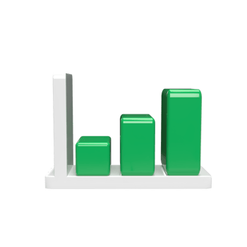 Increase Graph 3d model cartoon style. render illustration png