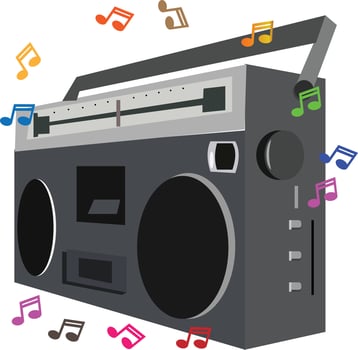 Vector illustration of 90s boom boox