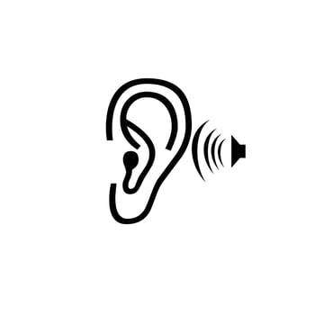 an illustration of an icon listening to music from earphones vector