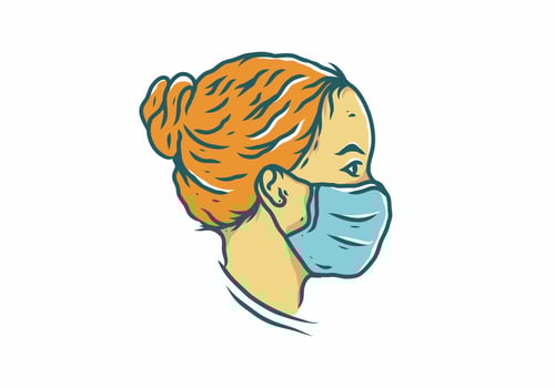woman wearing a medical mask illustration drawing vector