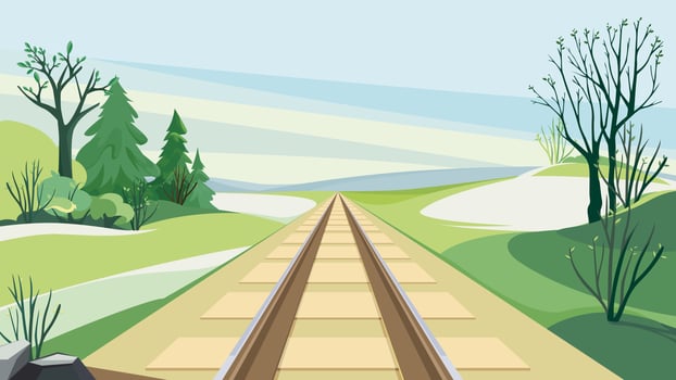 Railroad in spring season. vector