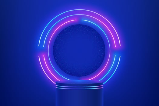 Neon circular platform with lights vector