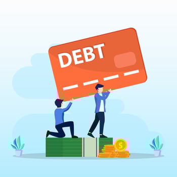 Credit card debt concept, Frustrated businessman having financial problems, debts and loans. vector