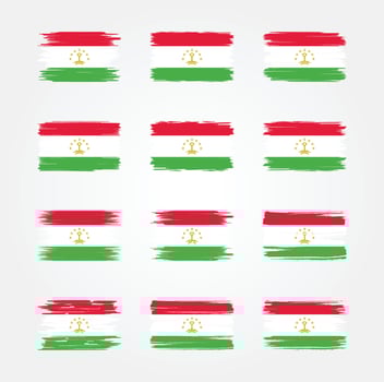 Tajikistan Flag Brush Collections. National Flag vector