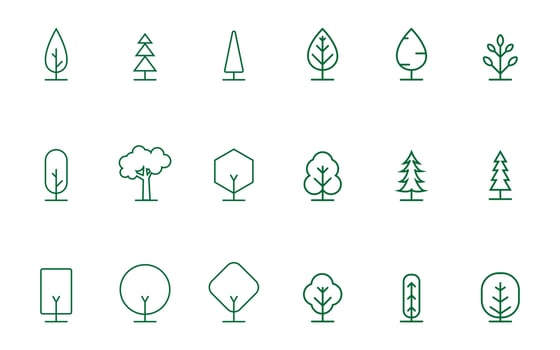 set of Tree Vector Line Icon. Tree symbol vector sign