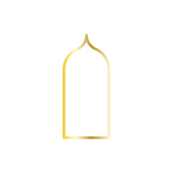 arabic window on gold. Mosque frame vector illustration