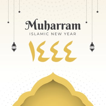 illustrations of islamic new year. Happy muharram 1444 design vector