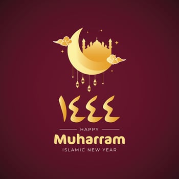 illustrations of islamic new year. Happy muharram 1444 design vector