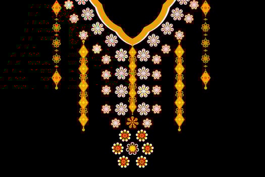 Geometric Ethnic Pattern,Flora Embroidered Necklace Design Fashion For Women's Blouse vector