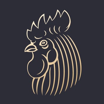 rooster logo element, gold on dark vector