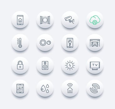 smart house technology system line icons pack vector