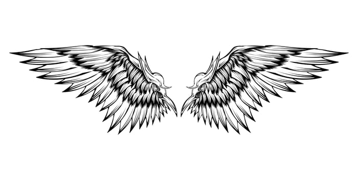 Vintage vector angel wings tribal tattoo