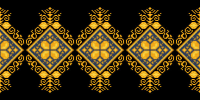 Seamless inspired embroidery pattern, Vector horizontal seam fabric ornamentals design for fashion clothes, fabric, textile, decoration background.