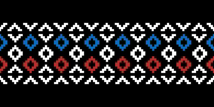 Seamless inspired embroidery pattern, Vector horizontal seam fabric ornamentals design for fashion clothes, fabric, textile, decoration background.