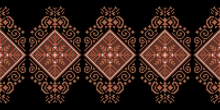 Seamless inspired embroidery pattern, Vector horizontal seam fabric ornamentals design for fashion clothes, fabric, textile, decoration background.